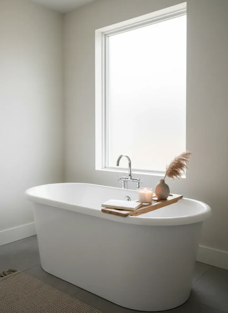 Add a Rustic Wooden Bath Tray