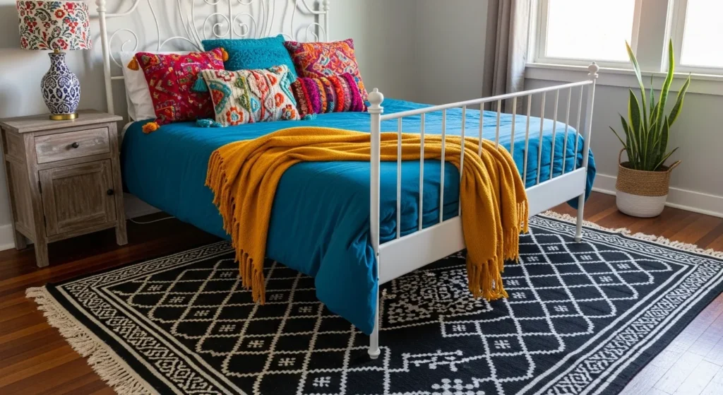 Anchor the Space with a Black Area Rug