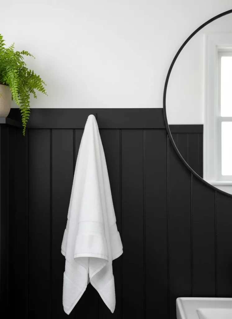 Black Wainscoting with White Walls