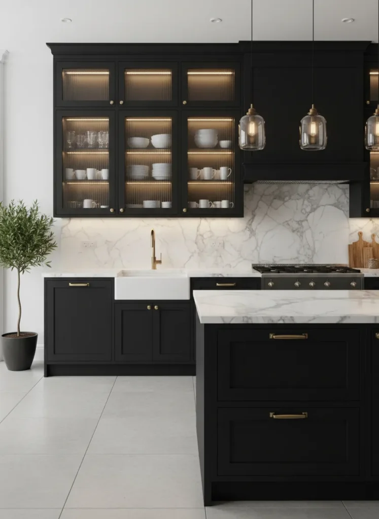 Black with Glass Fronts