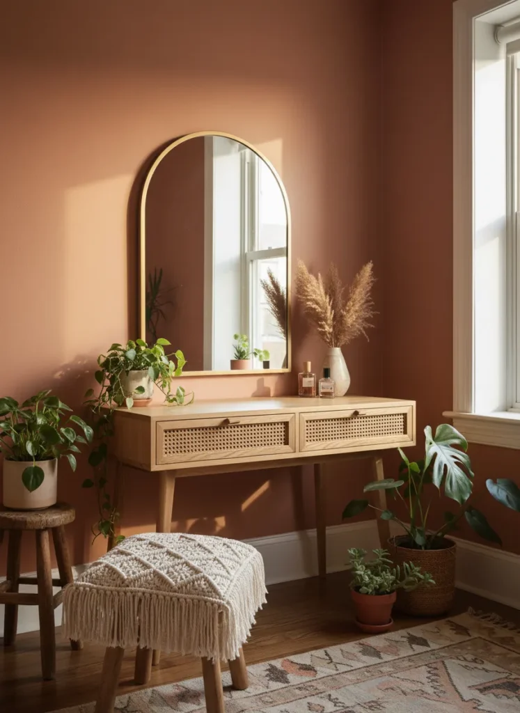 Boho Chic Rattan Vanity