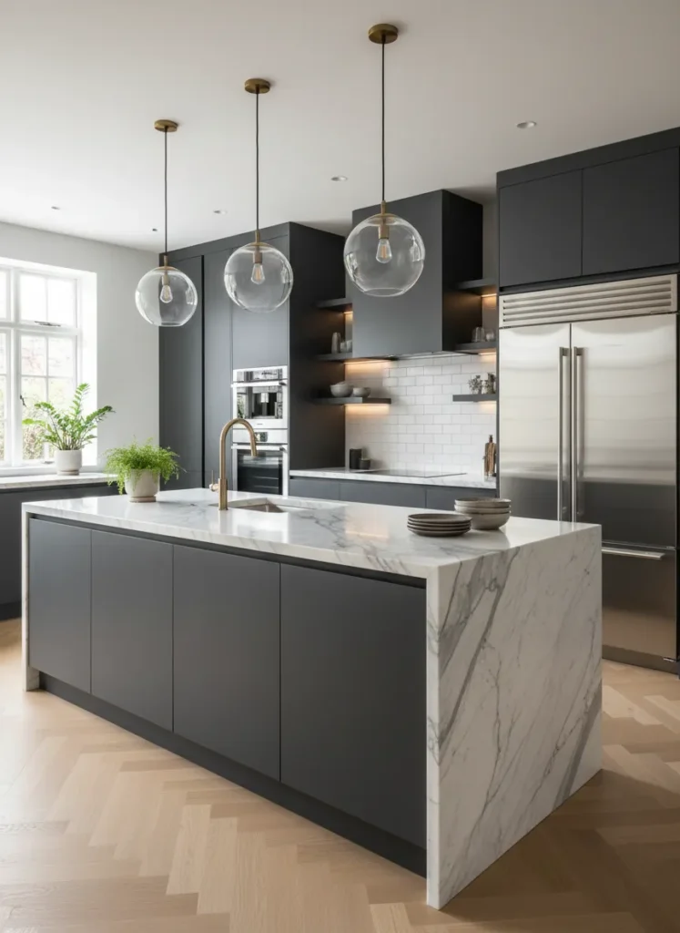 Charcoal Grey with Marble