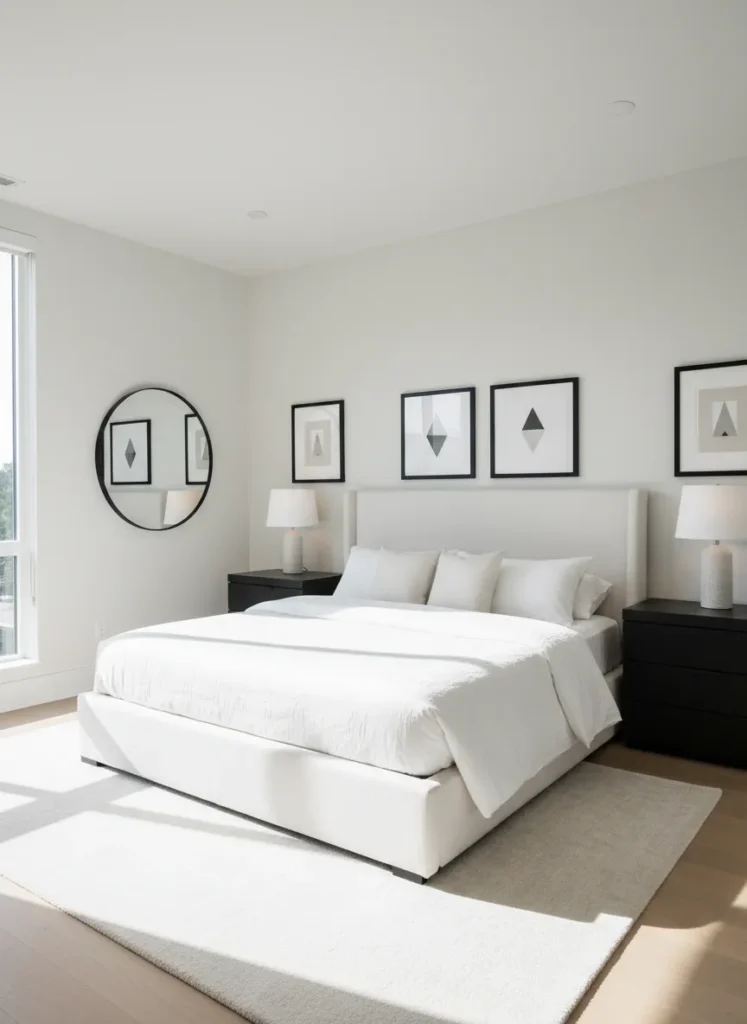 Crisp White Walls with Bold Black Accents