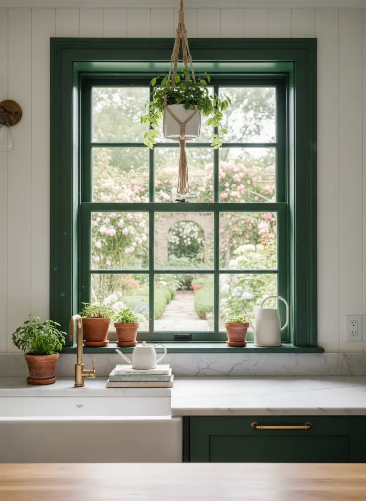 Dark Green Window Trim