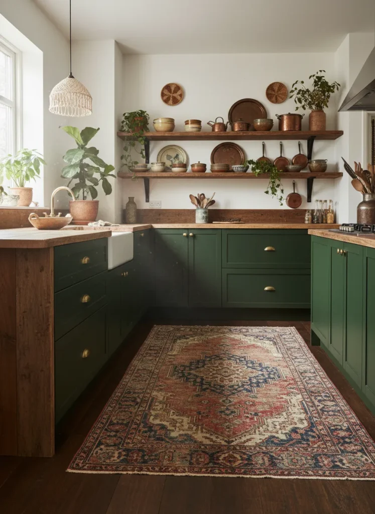 Dark Olive with Vintage Rugs