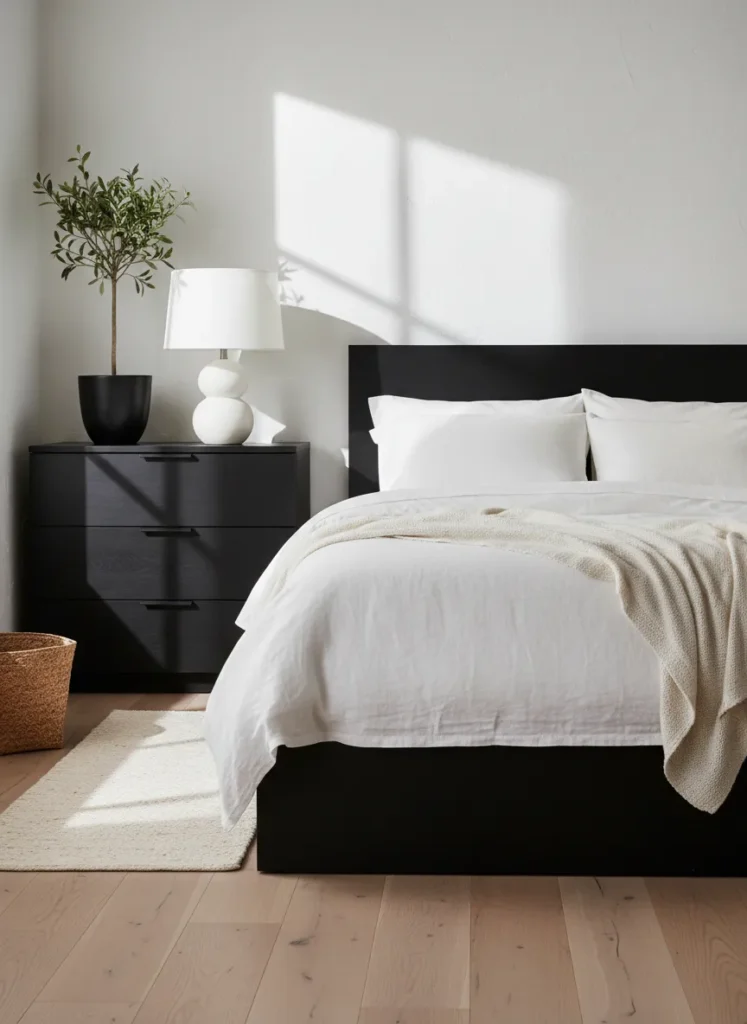 Dark Wood Mixed with White Linens