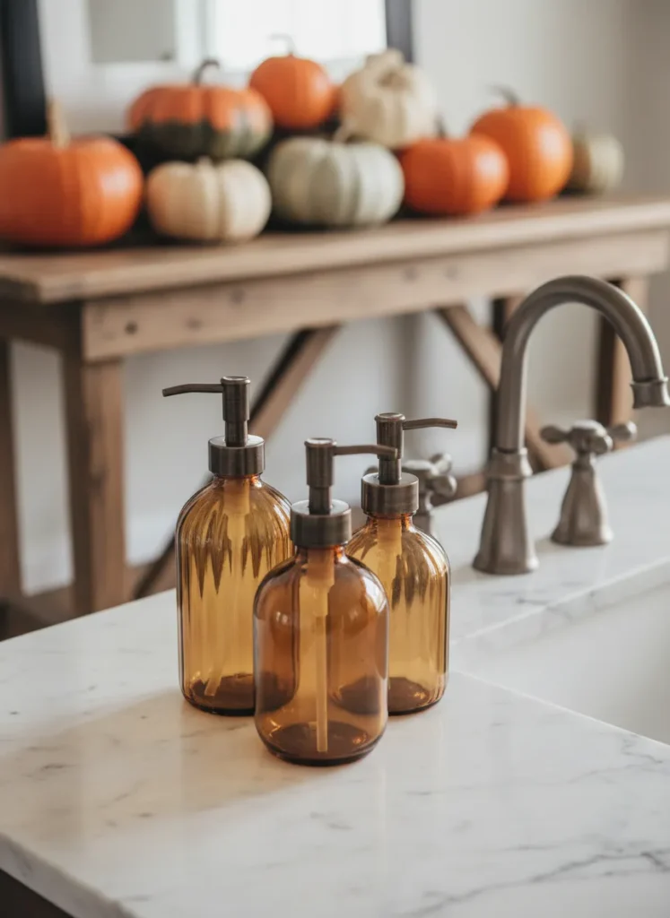 Display Amber Glass Soap Dispensers