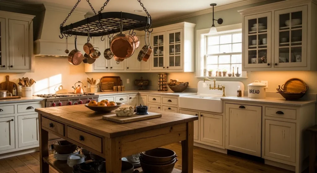 Display a Collection of Hanging Copper Cookware