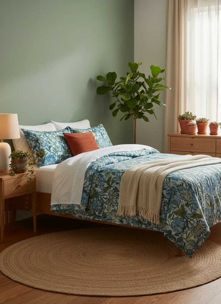 Earthy Tones and Blue Botanicals