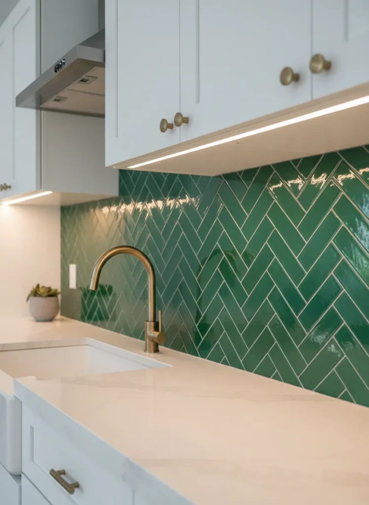 Emerald Green Tile Backsplash