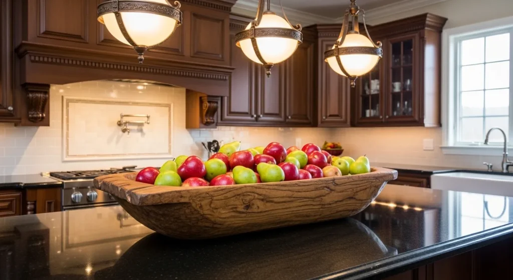 Featuring a Bowl of Seasonal Fruit