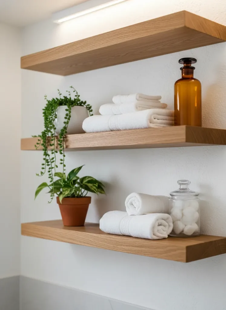 Floating Shelves with Potted Plants