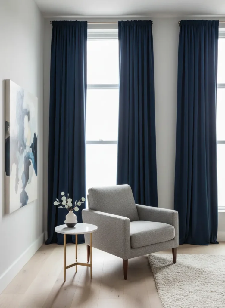 Floor-to-Ceiling Navy Drapes