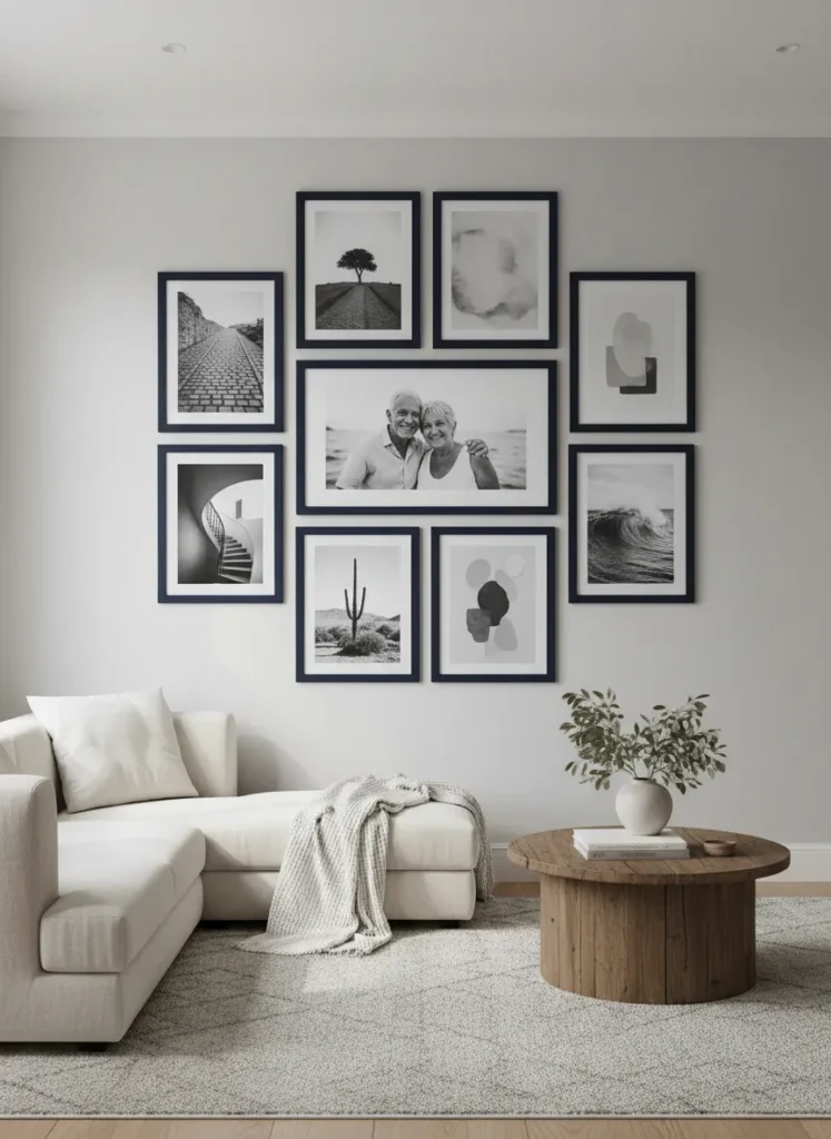 Gallery Wall with Navy Frames