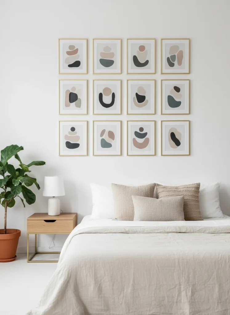 Gold Framed Art on Crisp White Walls