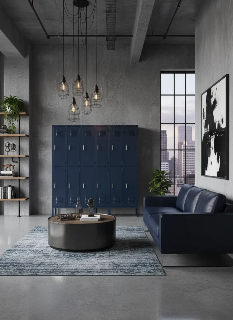 Industrial Concrete and Navy Metal