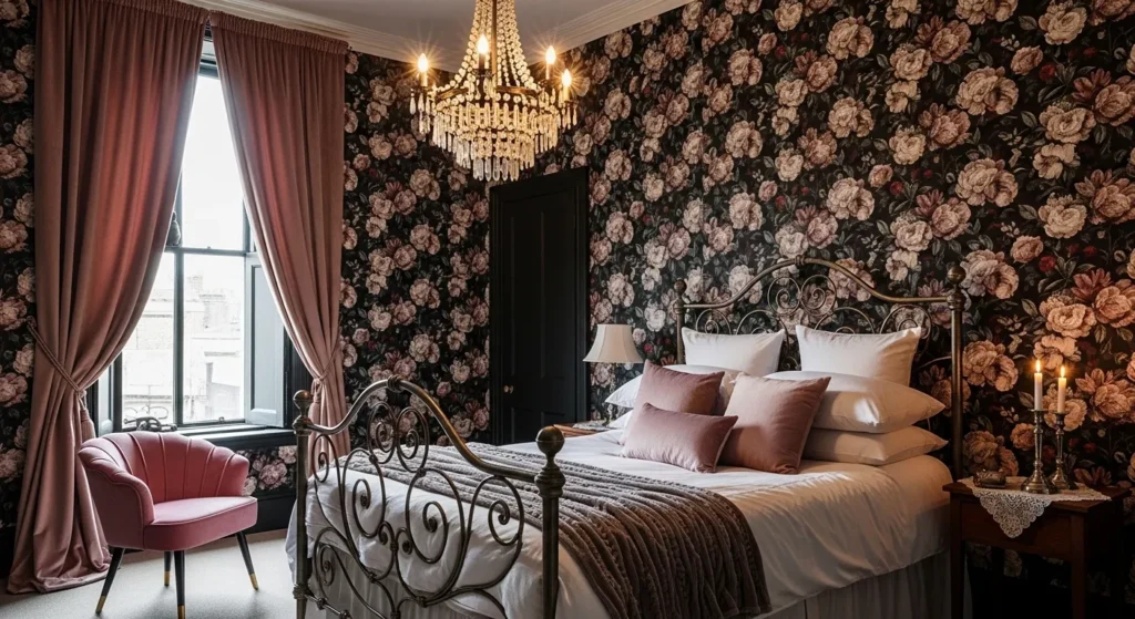 Install Moody Dark Floral Wallpaper