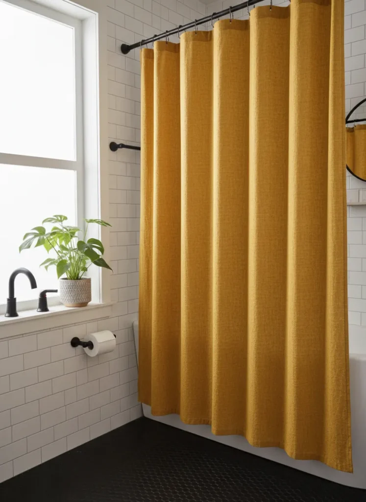 Install a Mustard Yellow Shower Curtain