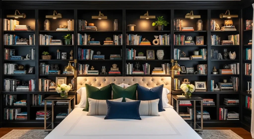 Maximize Space with Black Built-in Shelving