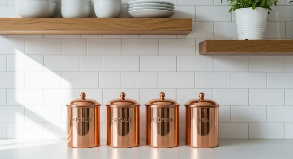 Organize with Polished Copper Storage Canisters