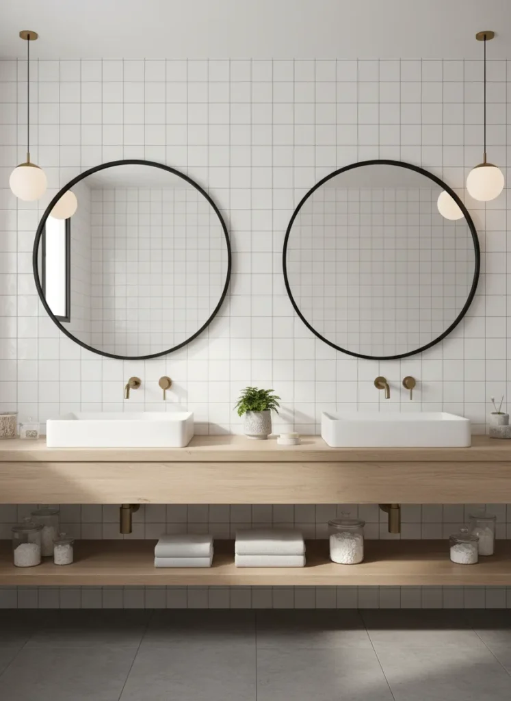 Oversized Round Black Mirrors