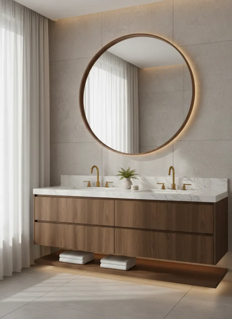 Oversized Round Wooden Mirrors