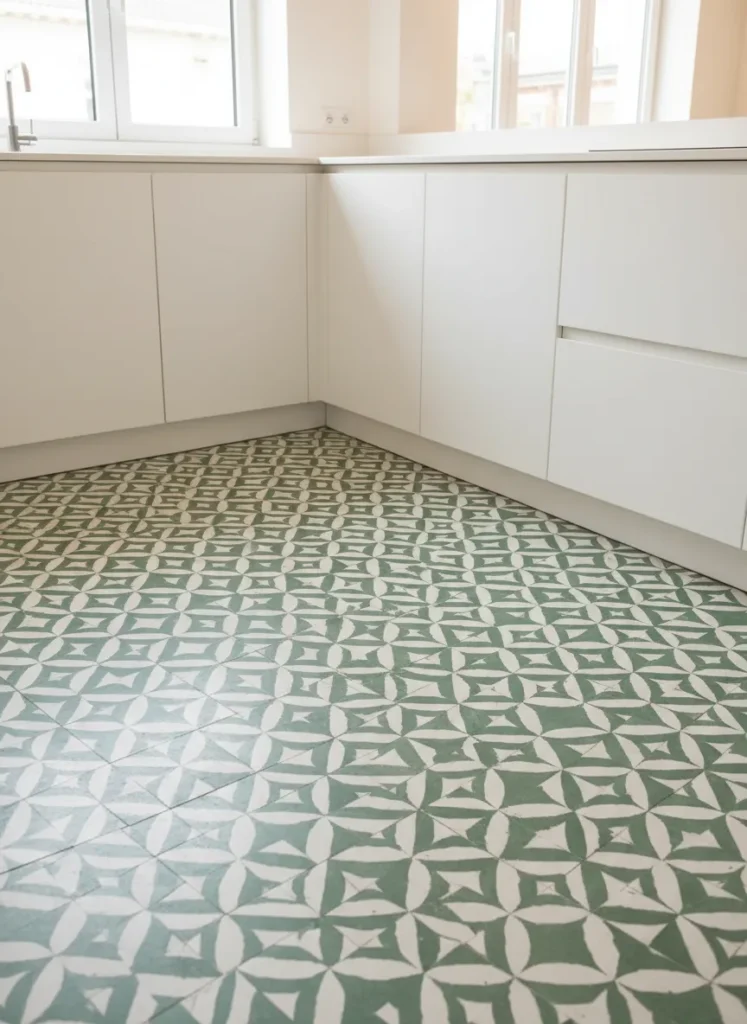 Patterned Green Floor Tiles