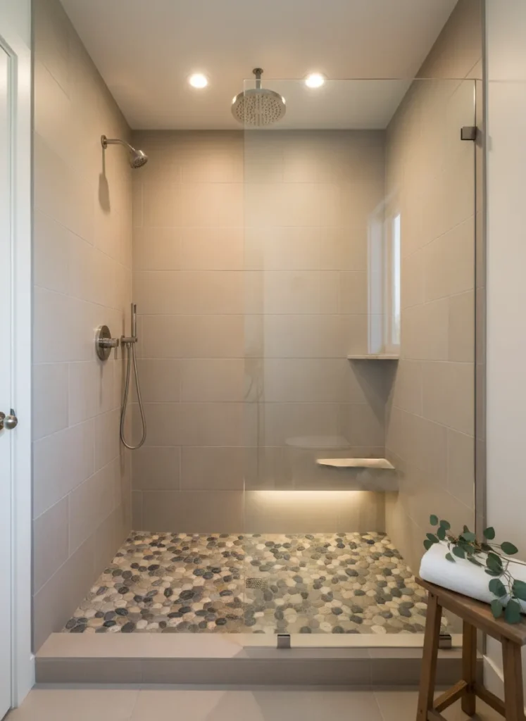 River Stone Shower Floor