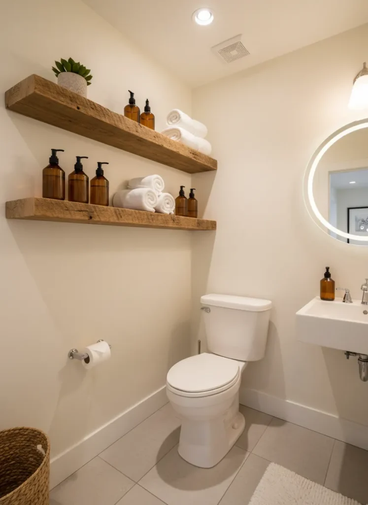 Rustic Floating Wood Shelves