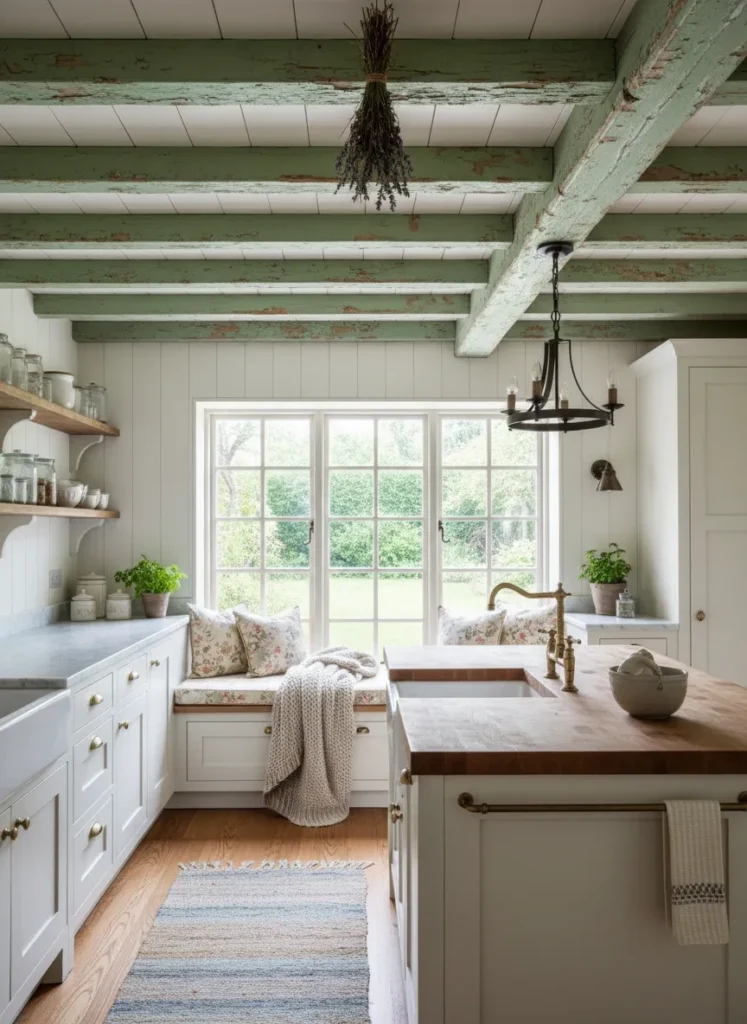 Rustic Green Wood Beams