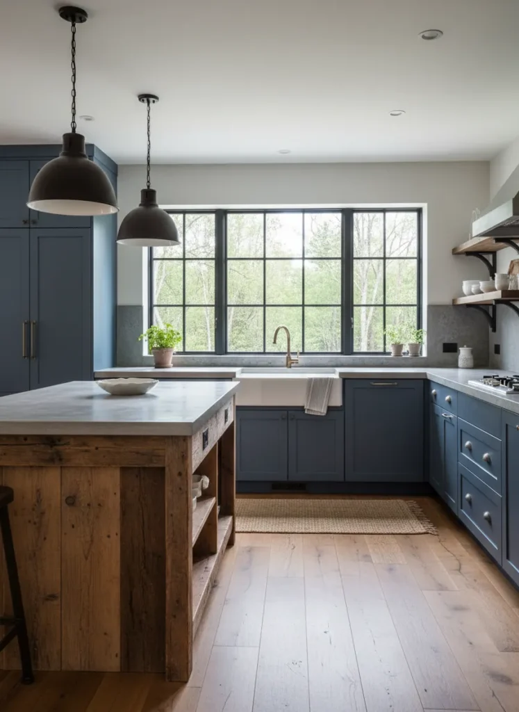 Slate Blue and Wood