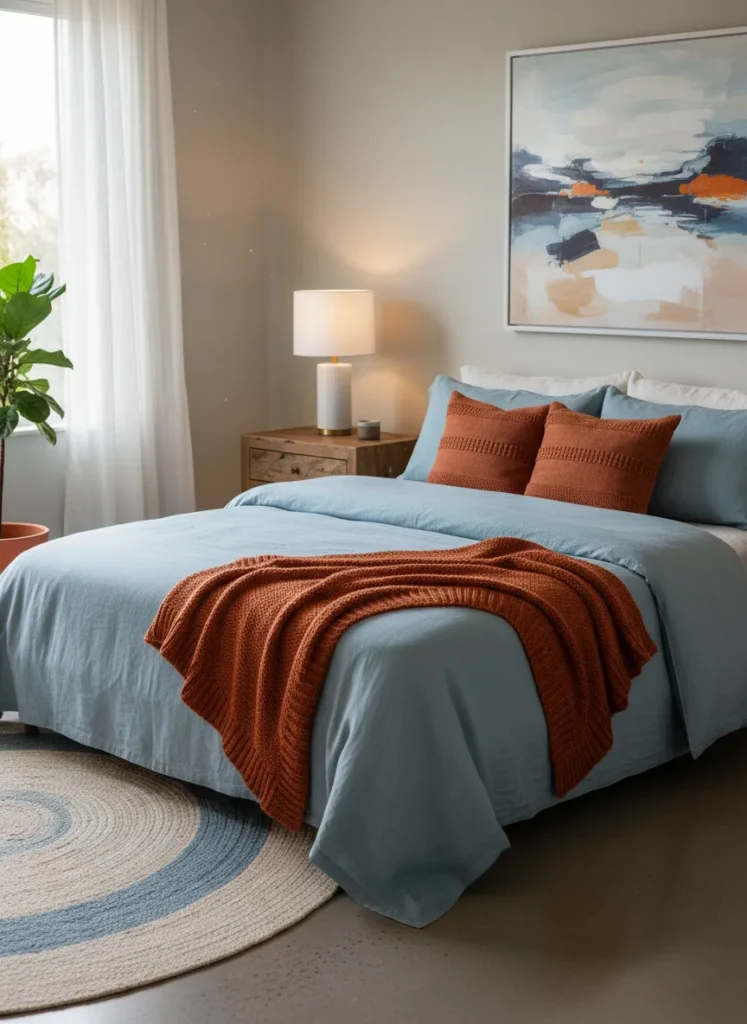 Soft Blue and Rust Orange Palette