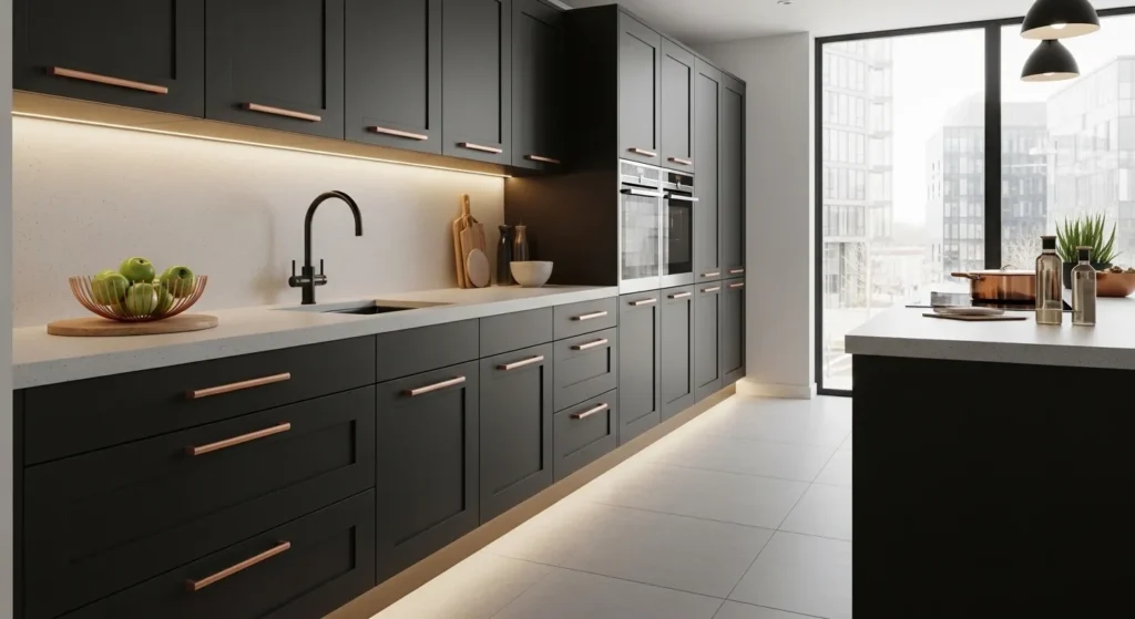 Swap Standard Handles for Copper Cabinet Hardware