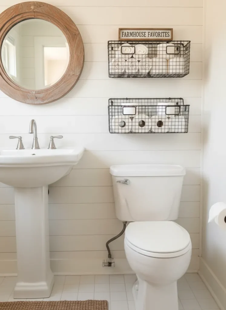 Vintage Wire Baskets on Wall