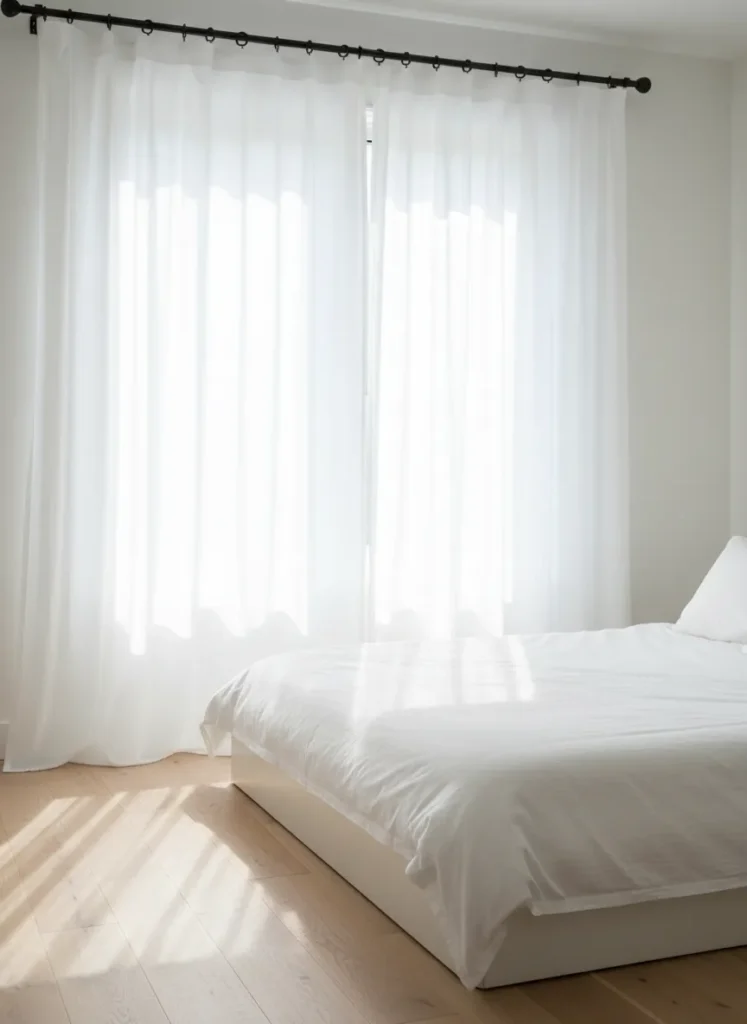 White Curtains with Black Hardware