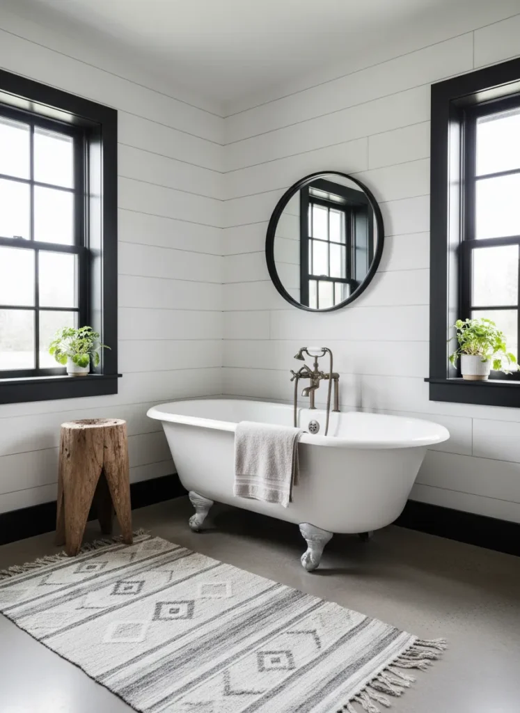 White Shiplap with Black Trim